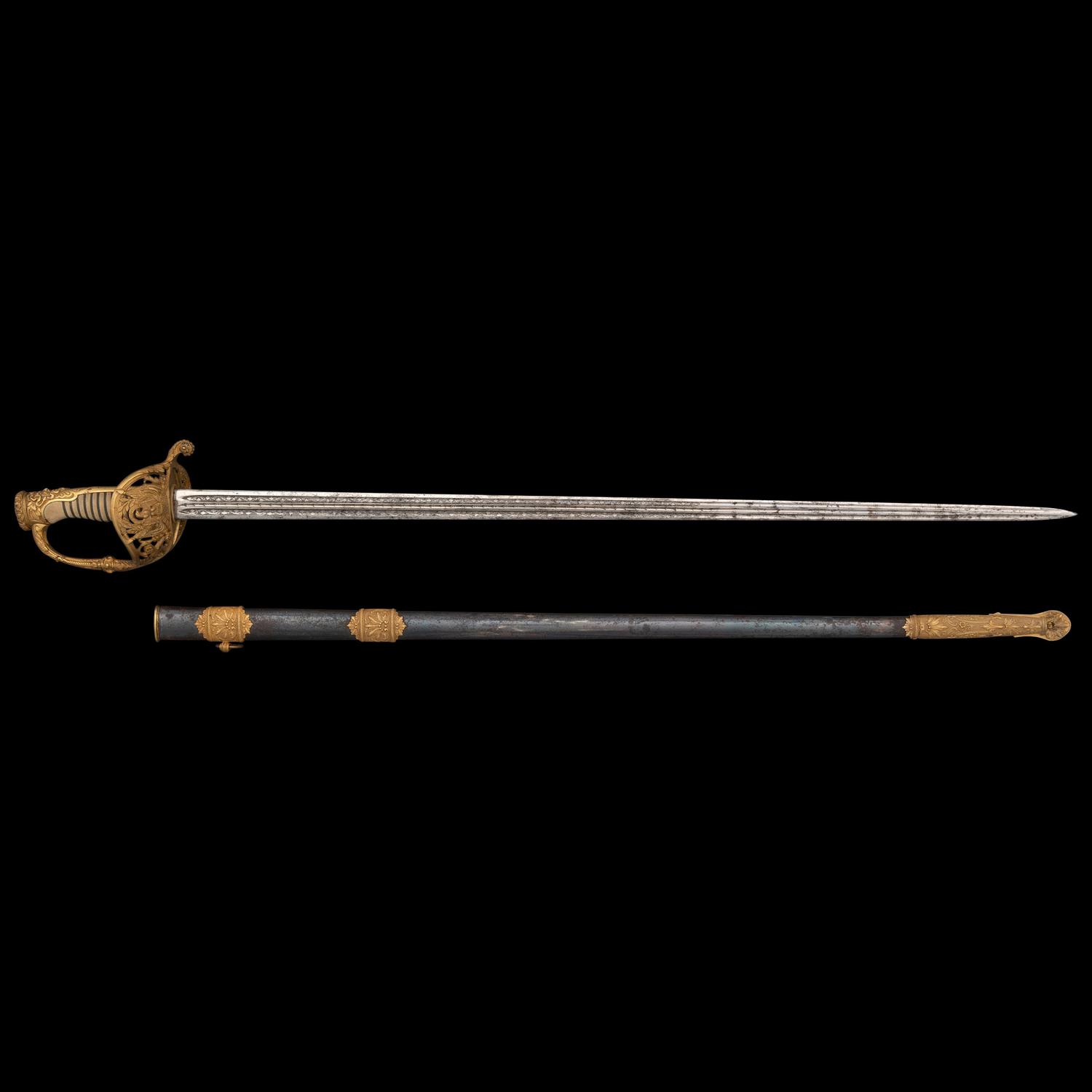 Combination French Hilt Non-Regulation Officer's Sword Presented to Capt. John Kilburn - 7th VT Infantry
