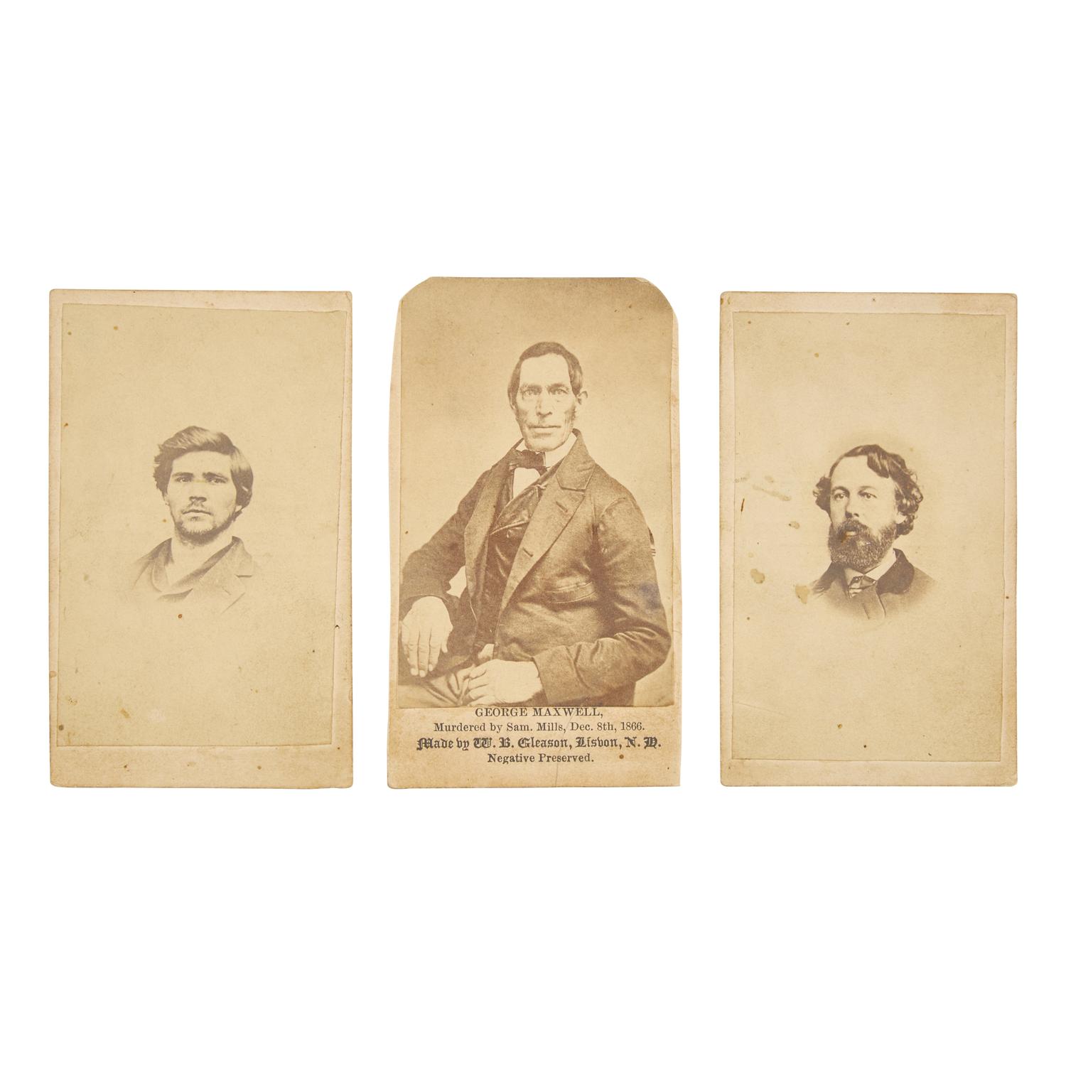 [Crime & Punishment] Group of 3 CDVs of a Murderer, His Victim, and the Detective who Brought Him to Justice