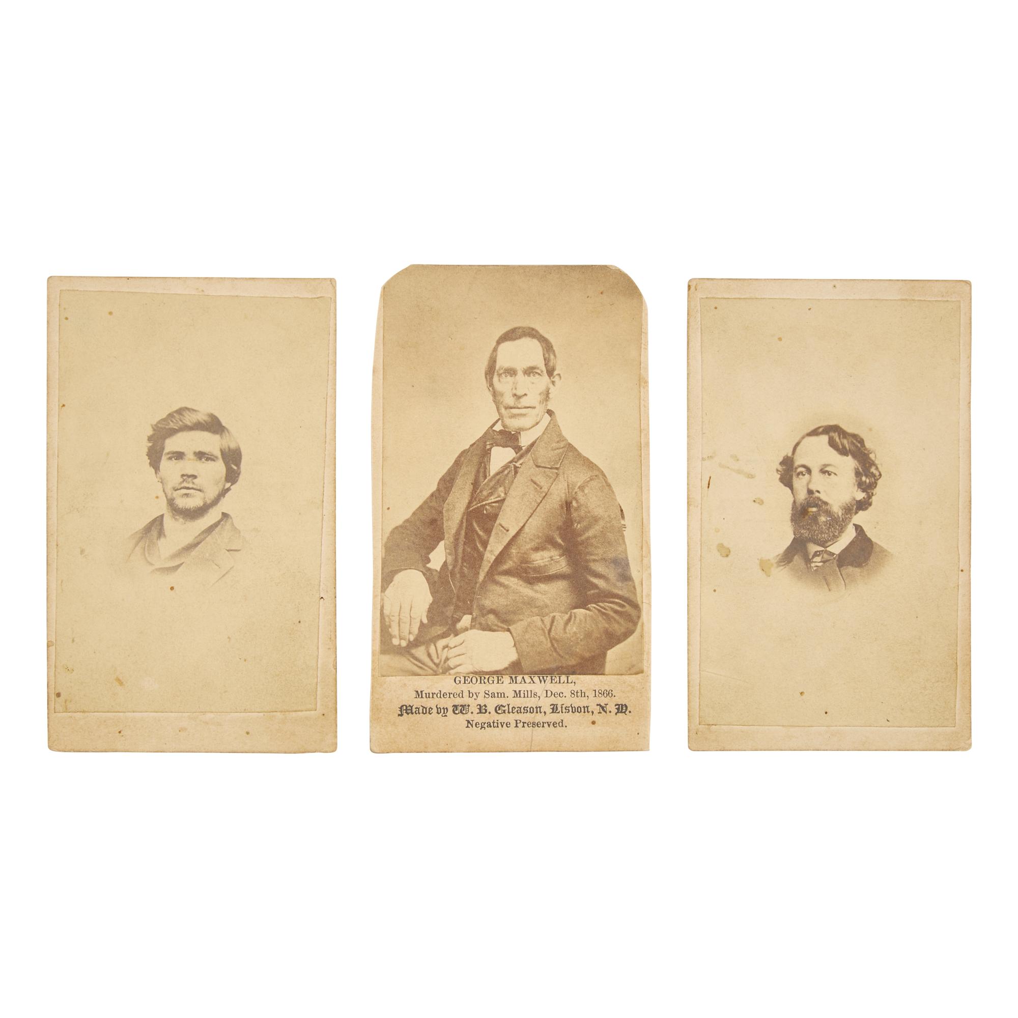 [Crime & Punishment] Group of 3 CDVs of a Murderer, His Victim, and the Detective who Brought Him to Justice