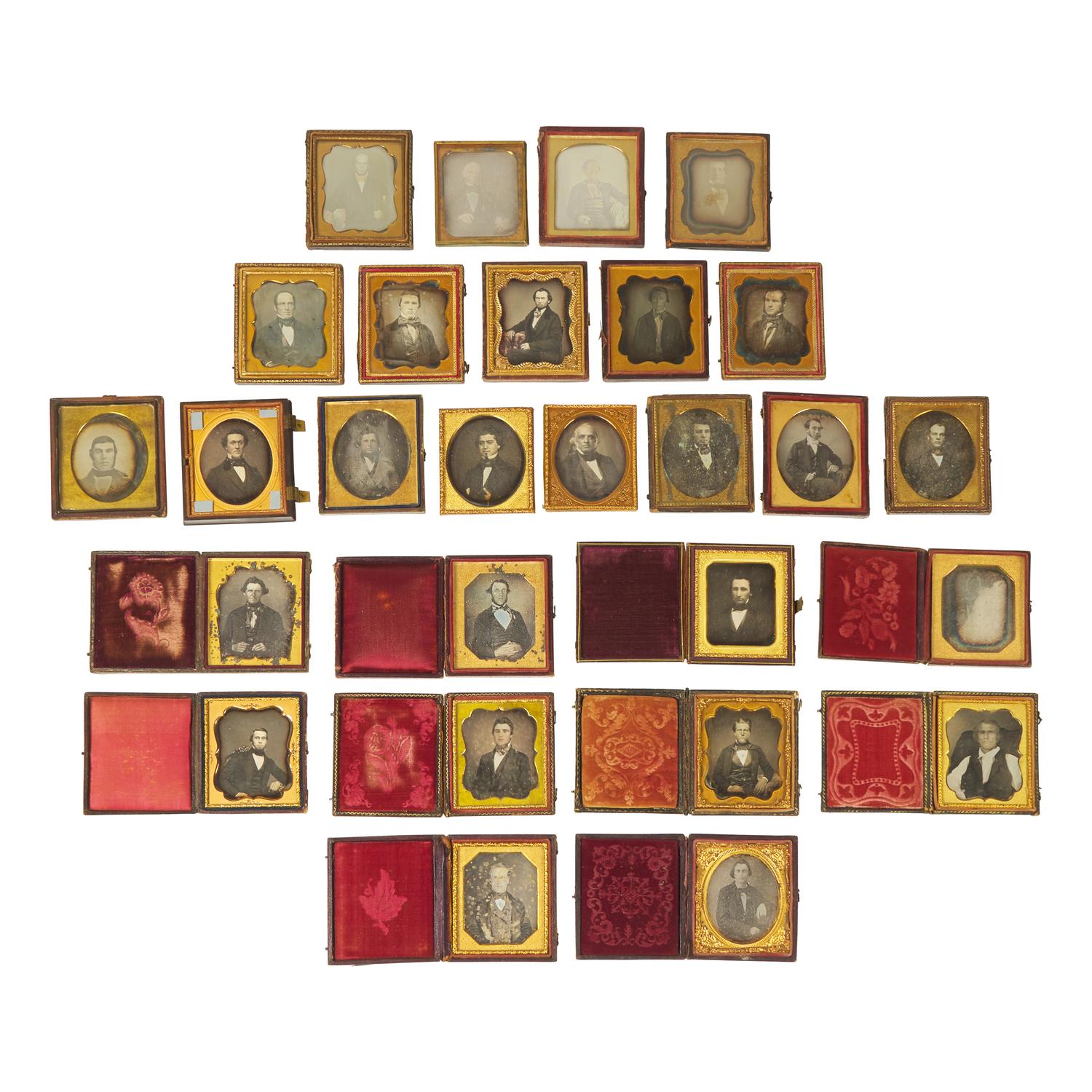 [Early Photography] Group of 30 Sixth Plate Daguerreotypes of Men