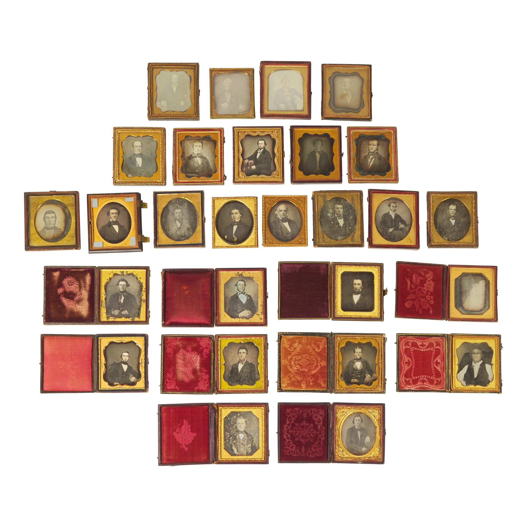 [Early Photography] Group of 30 Sixth Plate Daguerreotypes of Men