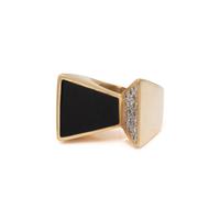 MODERNIST, YELLOW GOLD, DIAMOND, AND BLACK ONYX RING