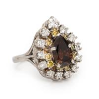 Colored Diamond and Diamond Ring