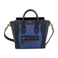 Céline, Nano Luggage Bag in Blue Python & Leather