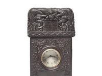 A Chinese Hardwood Stele Form Table Clock