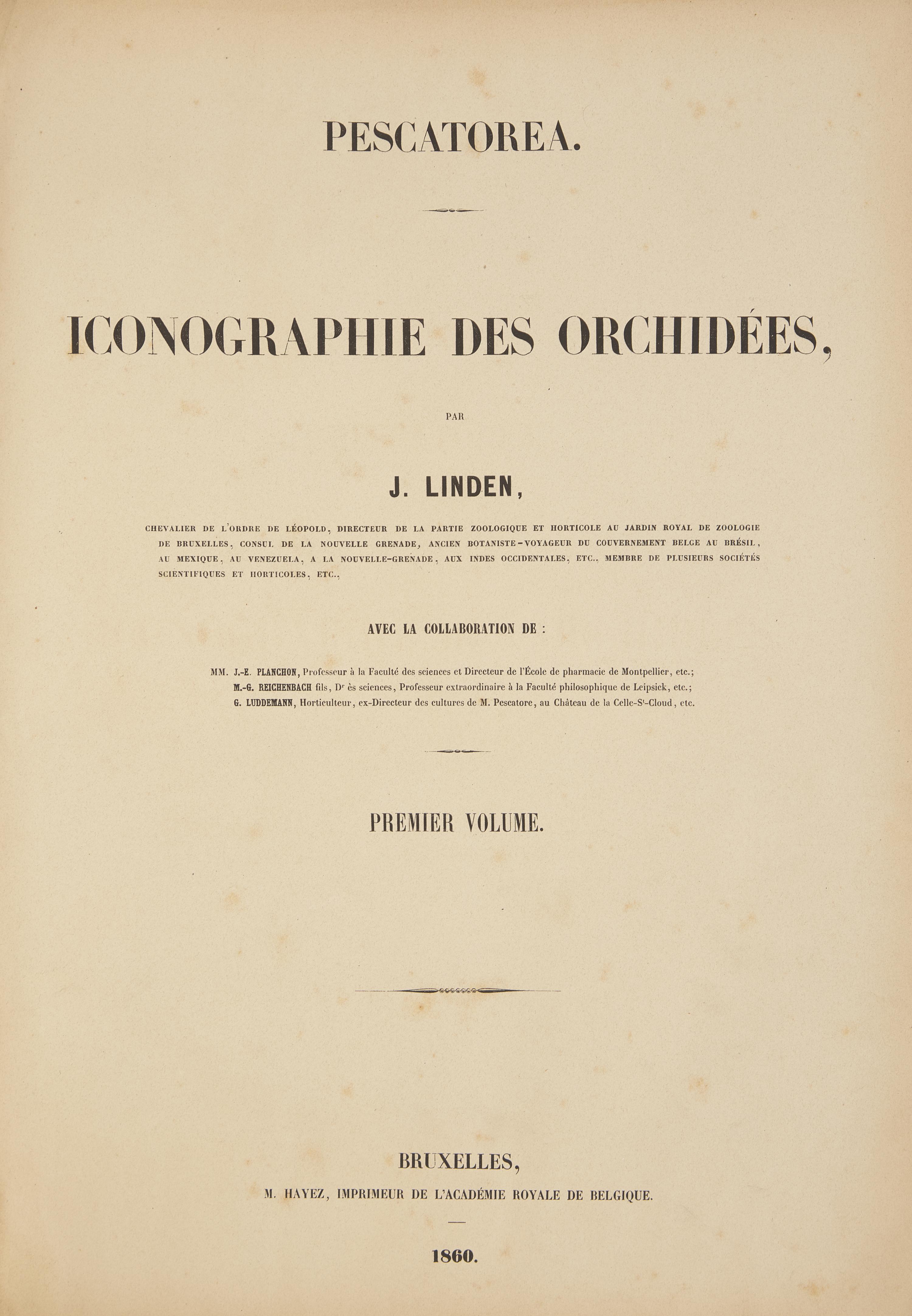 [Natural History] Linden, Jean Jules. Pescatorea. Iconographie des Orchidees