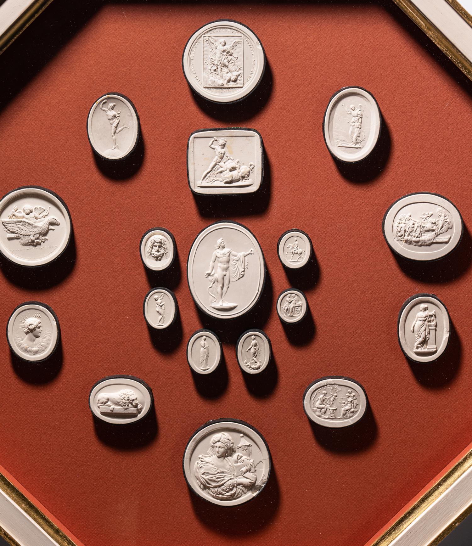 Four Framed Groups of Grand Tour Plaster Intaglios