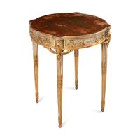 A Louis XVI Style Painted and Parcel Gilt Table