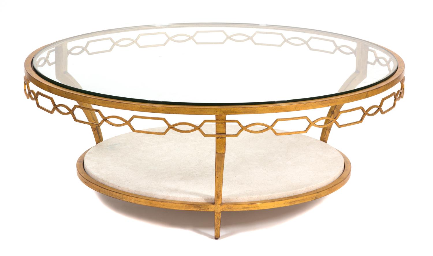 A Bill Pheasant for Baker Gilt Metal Center Table Height 16 x diameter 40 inches. — 20TH CENTURY