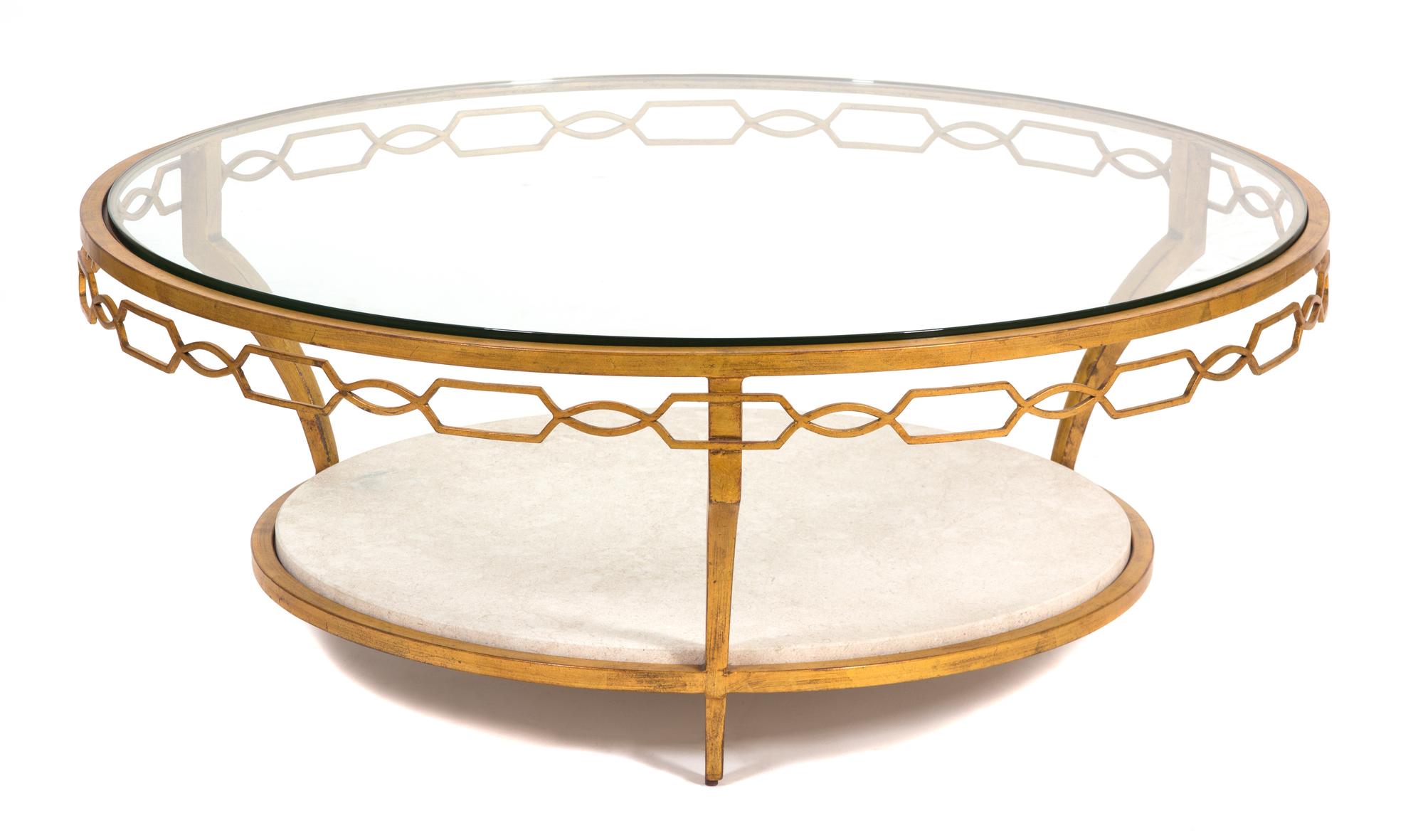A Bill Pheasant for Baker Gilt Metal Center Table Height 16 x diameter 40 inches. — 20TH CENTURY