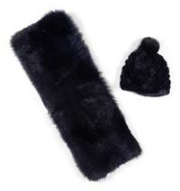 Lilly & Violetta Fox Fur Wrap Scarf and Barney's New York Knitted Mink Hat