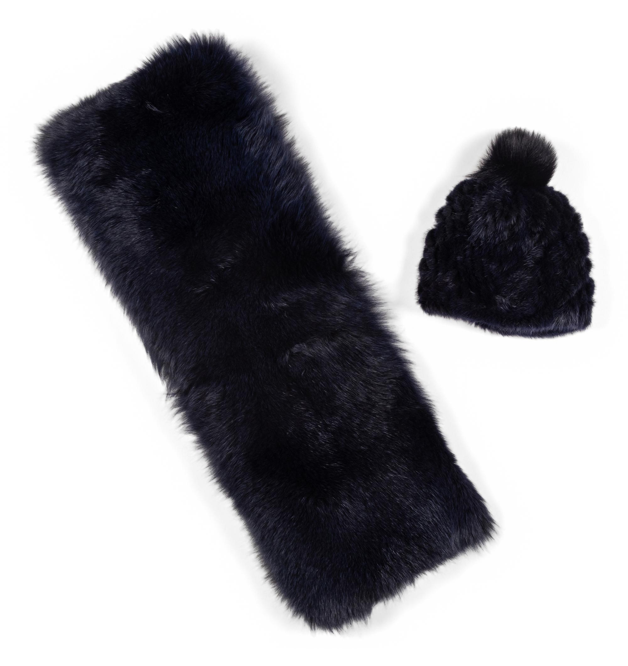 Lilly & Violetta Fox Fur Wrap Scarf and Barney's New York Knitted Mink Hat
