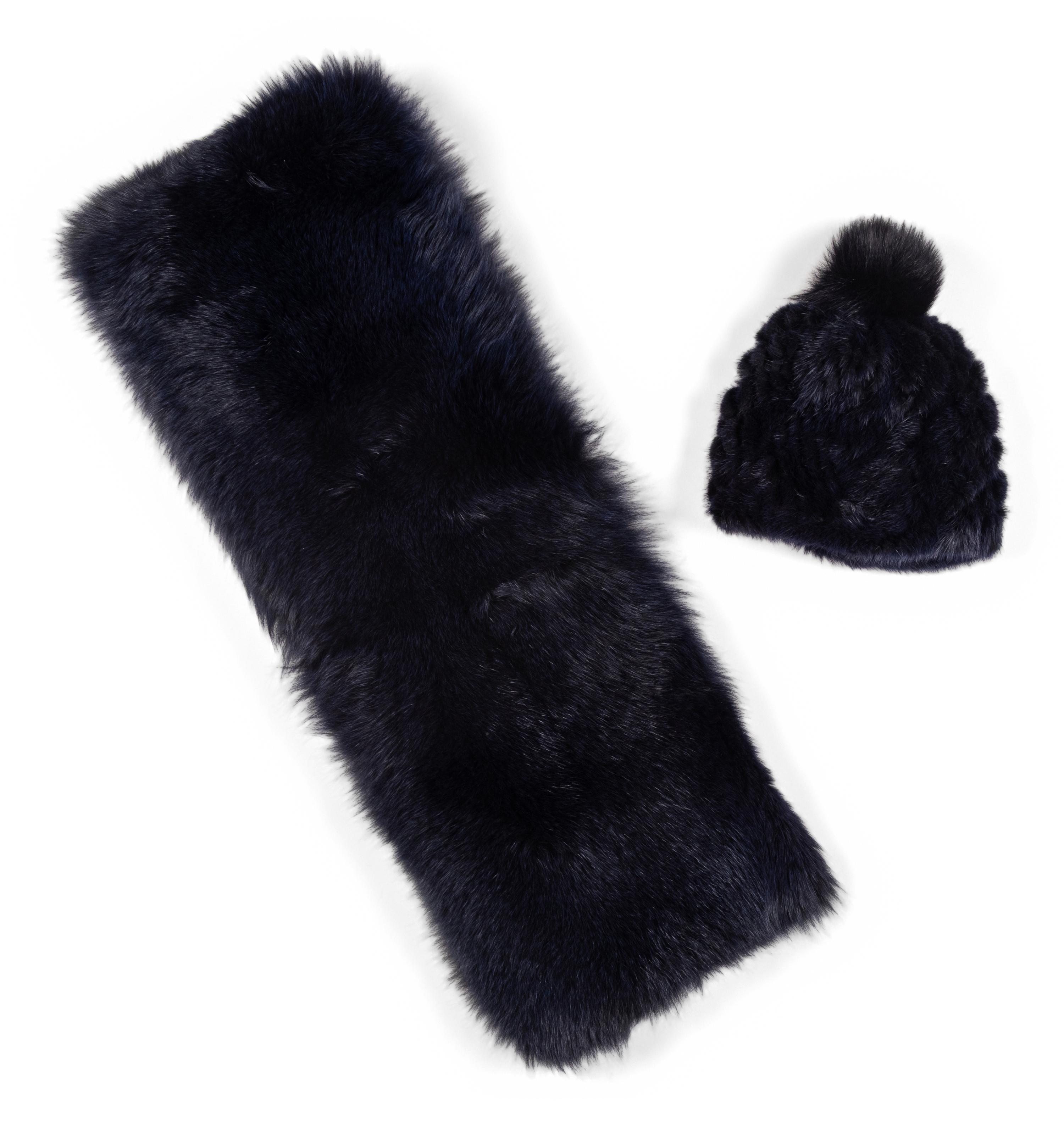 Lilly & Violetta Fox Fur Wrap Scarf and Barney's New York Knitted Mink Hat