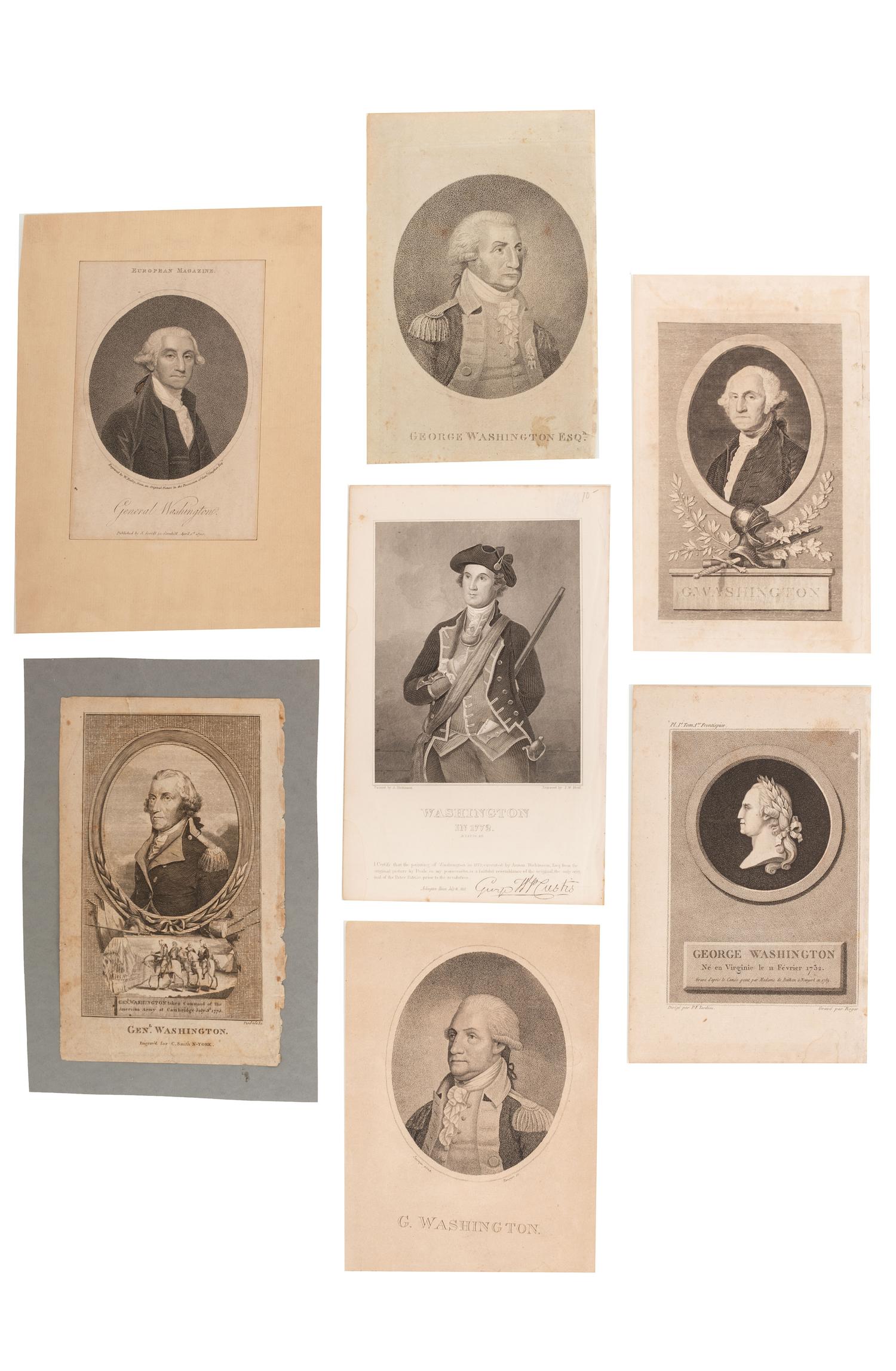 [WASHINGTON, George (1732-1799)] -- [WASHINGTON, Martha (1731-1802)]. A group of engraved portraits of George and Martha Washington, comprising: