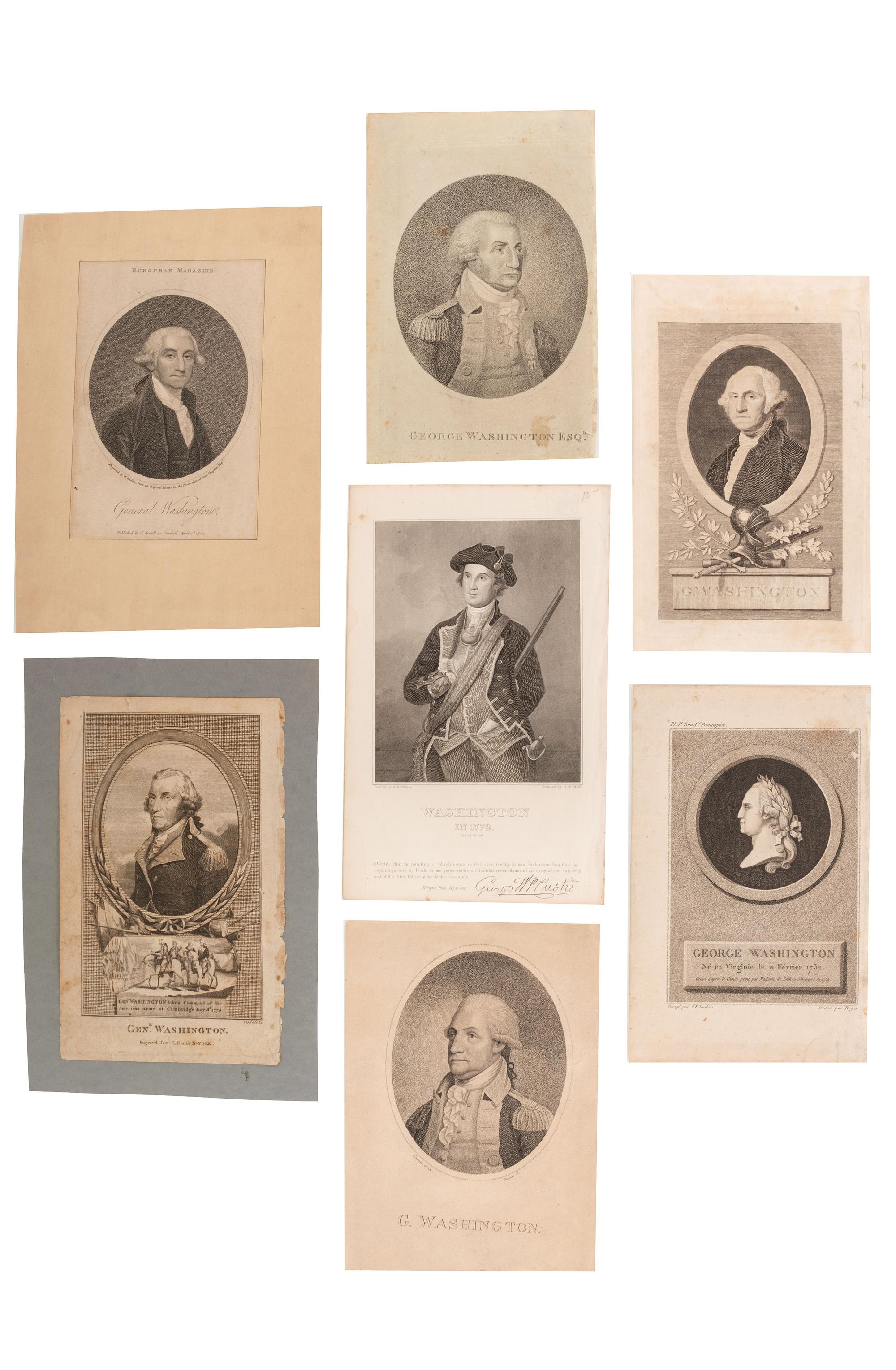[WASHINGTON, George (1732-1799)] -- [WASHINGTON, Martha (1731-1802)]. A group of engraved portraits of George and Martha Washington, comprising: