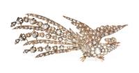 A Victorian Yellow Gold and Diamond Bird Brooch, Circa 1870, 20.90 dwts.