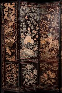 A Coromandel Lacquer Eight-Panel Floor Screen