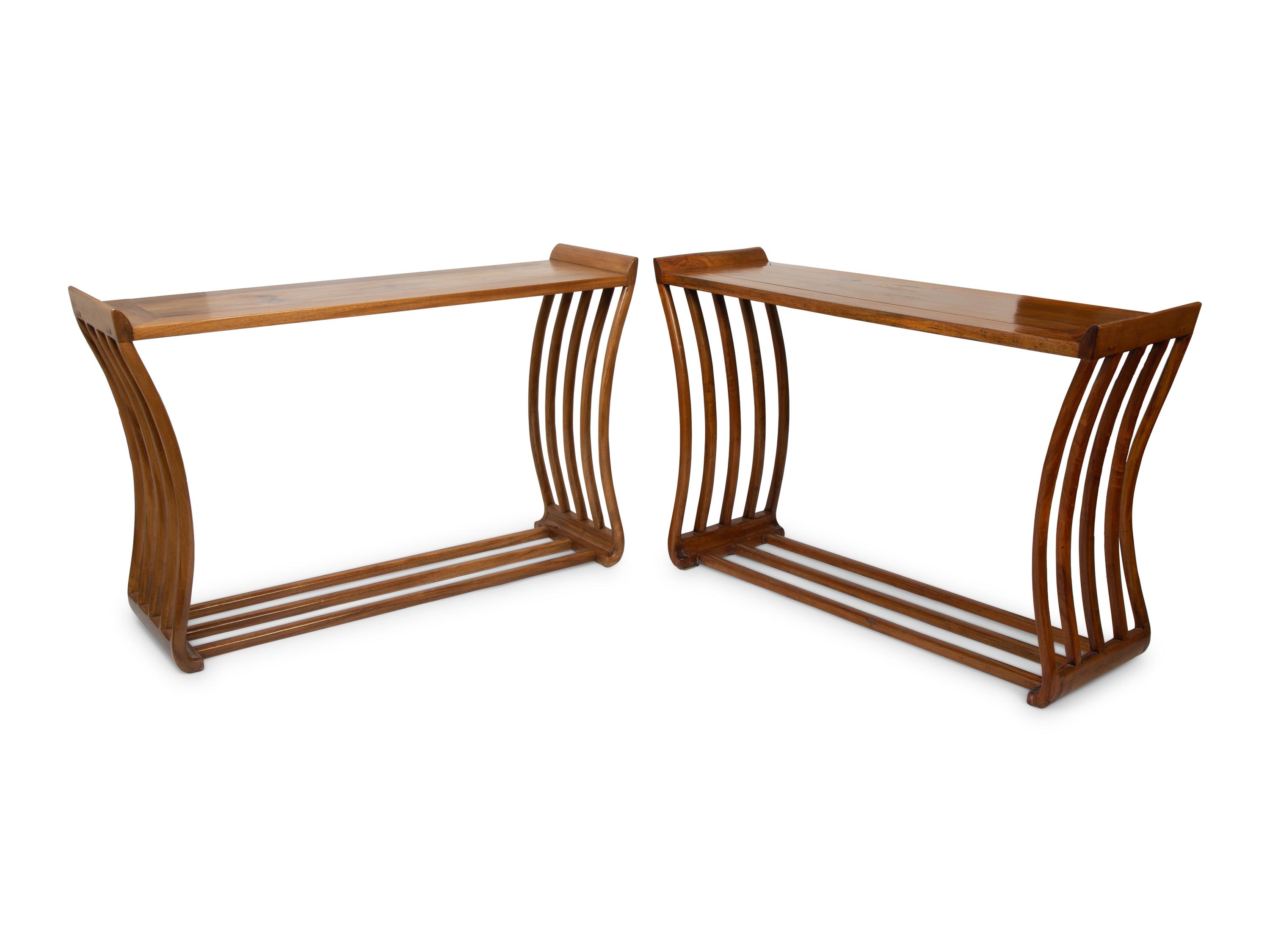 A Pair of Asian Hardwood Console Tables — LATE 19TH/ EARLY 20TH CENTURY