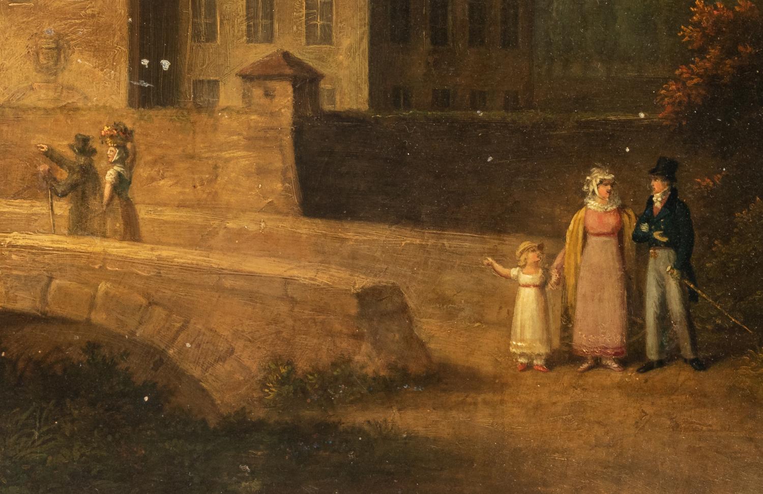 A Continental Oil on Copper Painting with an Inset Clock