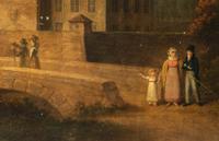 A Continental Oil on Copper Painting with an Inset Clock