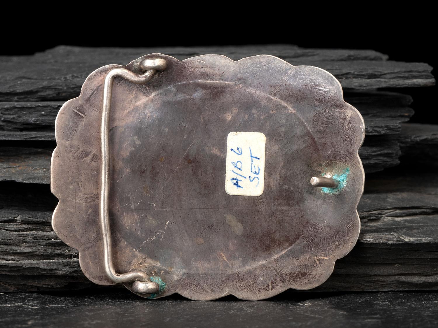Silver and Mosaic Inlay Belt Buckle