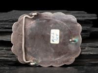 Silver and Mosaic Inlay Belt Buckle