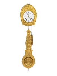 A French Repoussed Brass Comtoise Wall Clock