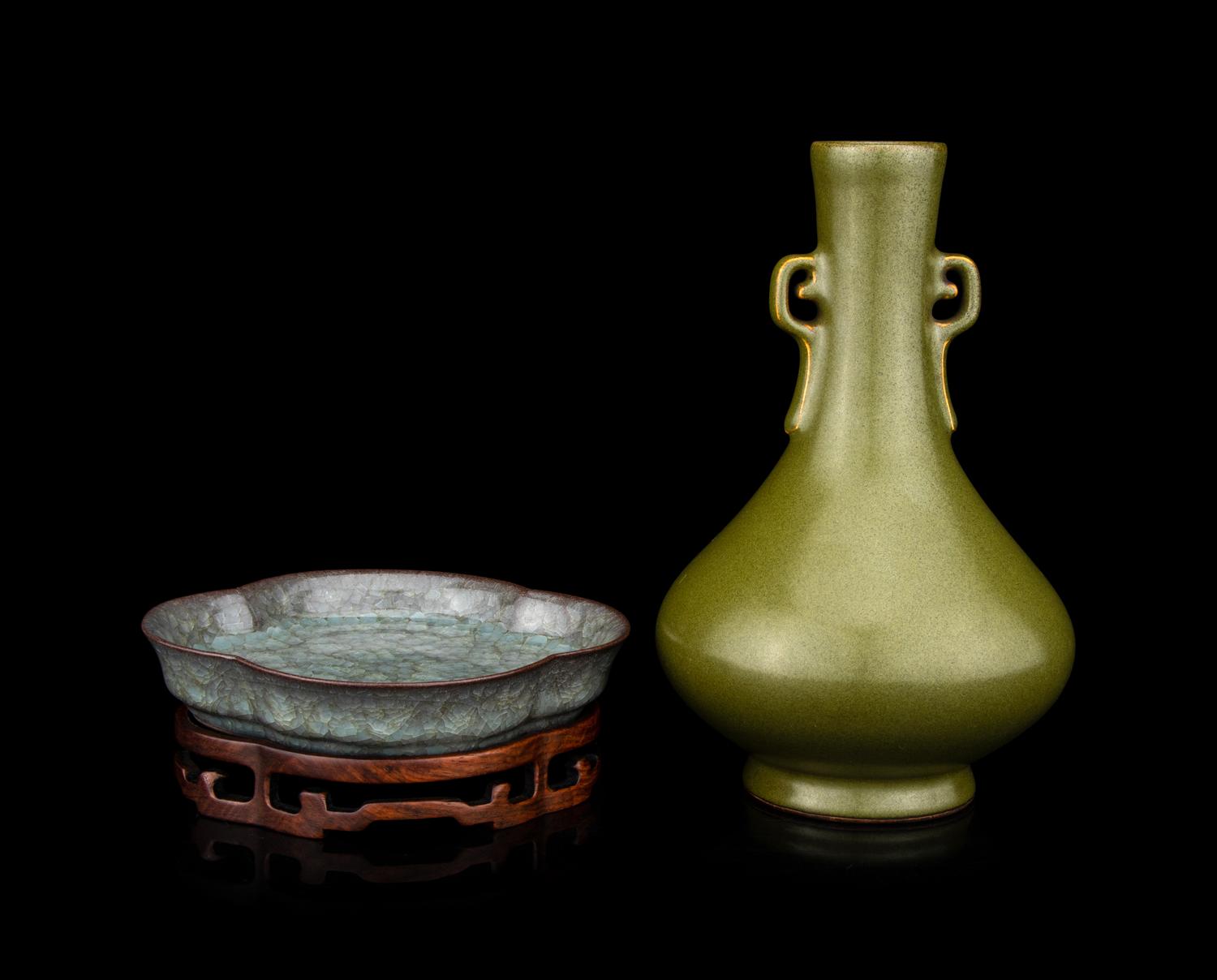 Two Chinese Monochrome Porcelain Articles