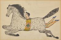 American School 19th Century, A Drawing of a Flying Horse and Acrobat