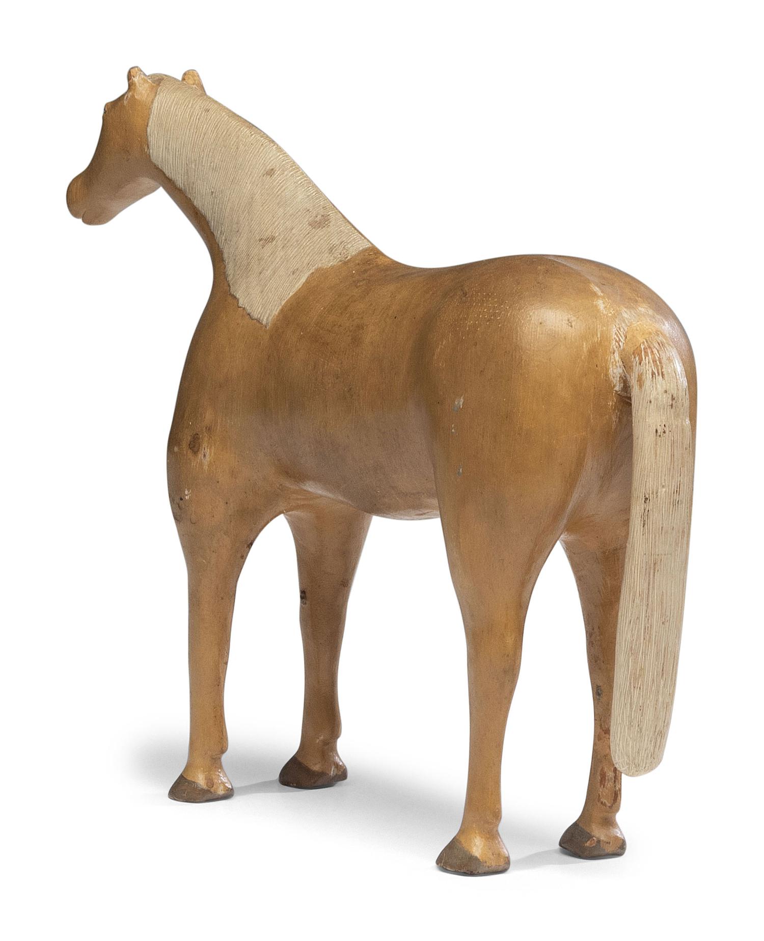 A Folk Art Carved and Painted Pine American Saddlebred Horse