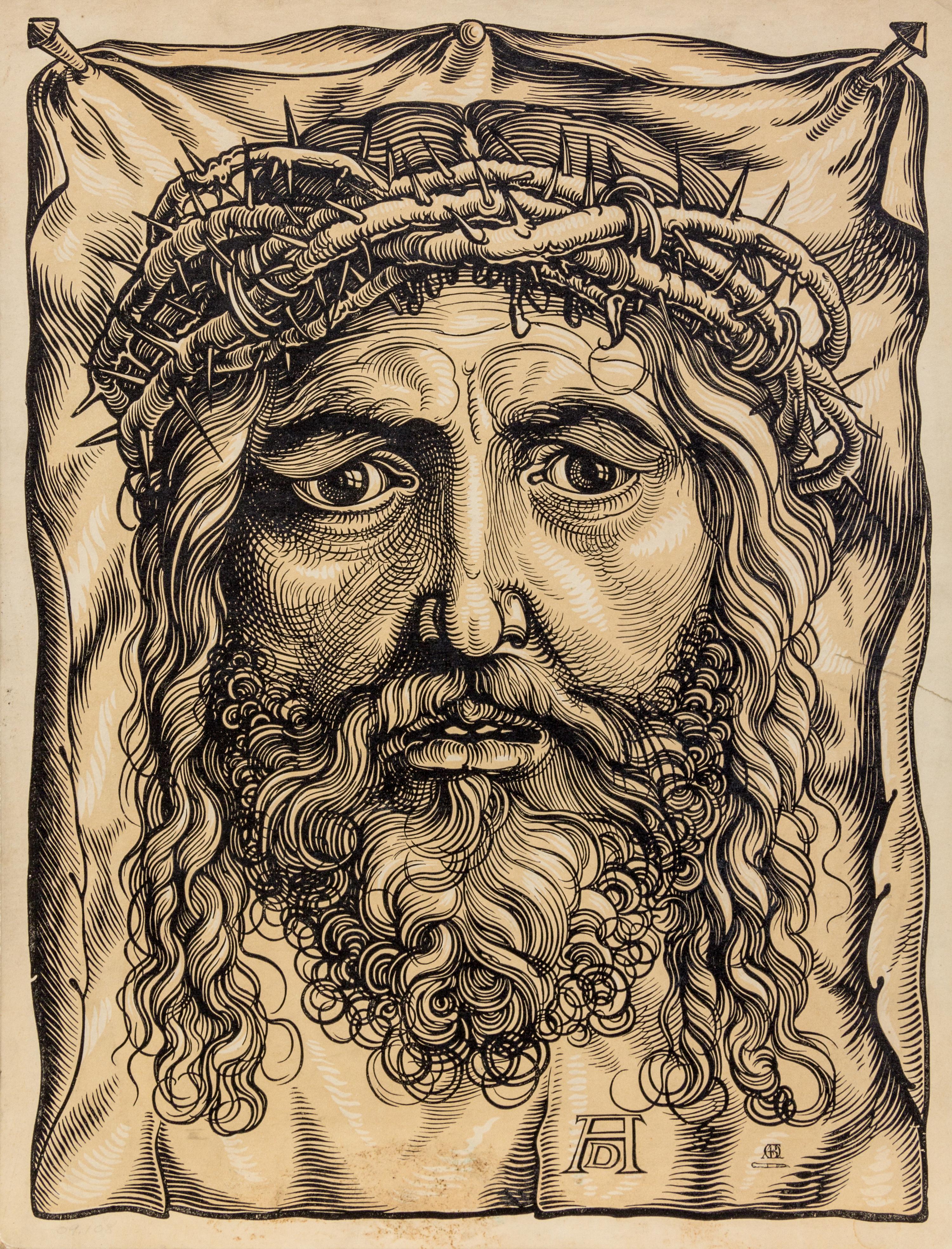 After Albrecht Dürer, (German, 1471–1528), The Lamentation, The Sudarium Displayed by Two Angels, and Head of Christ with Crown of Thorns