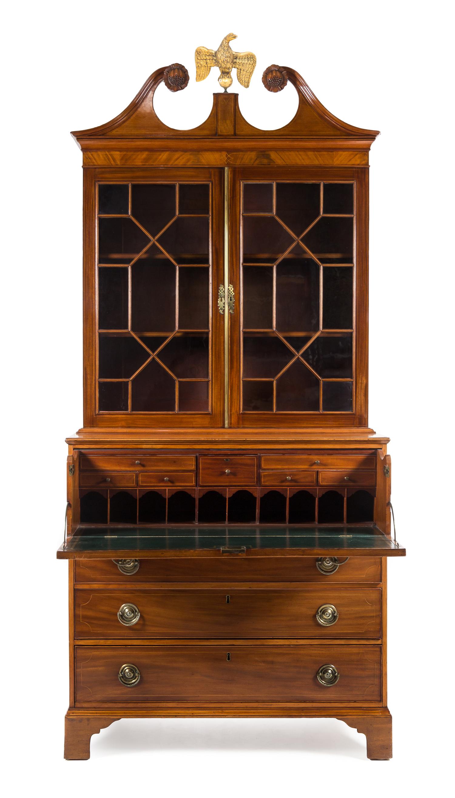 A Federal Mahogany Secretary Bookcase Height 99 x width 44 x depth 23 1/2 inches. — SALEM, MASSACHUSETTS, CIRCA 1800