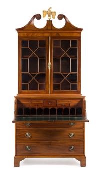 A Federal Mahogany Secretary Bookcase Height 99 x width 44 x depth 23 1/2 inches. — SALEM, MASSACHUSETTS, CIRCA 1800