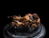A Pair of Chinese Carved Root Wood Figures of Immortals, Hehe Exian