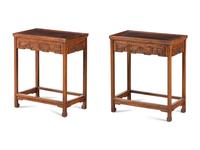 A Pair of Chinese Hardwood Side Tables