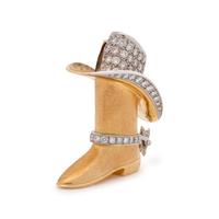 YELLOW GOLD AND DIAMOND BOOT AND HAT PENDANT