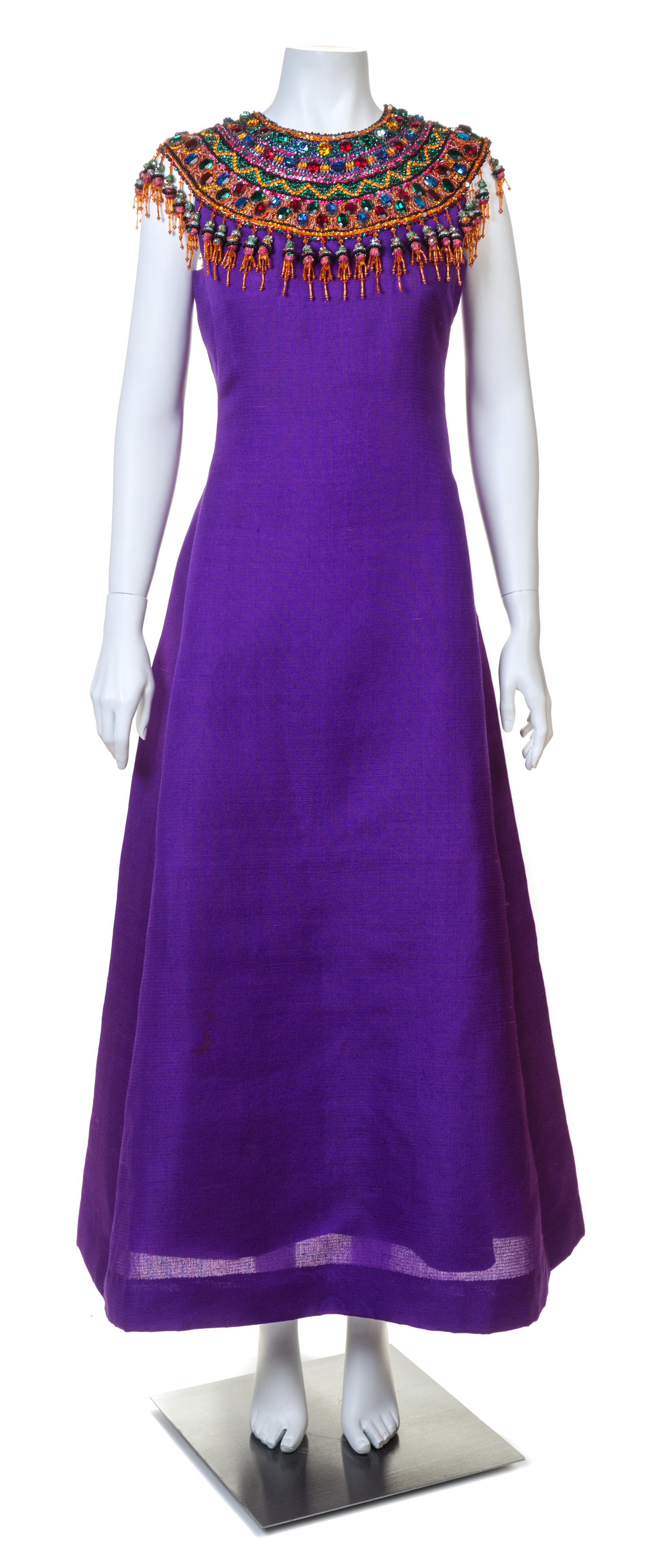 An Yves Saint Laurent Haute Couture Purple Raw Silk Gown, No size.