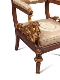 A Pair of Italian Neoclassical Style Parcel-Gilt Armchairs