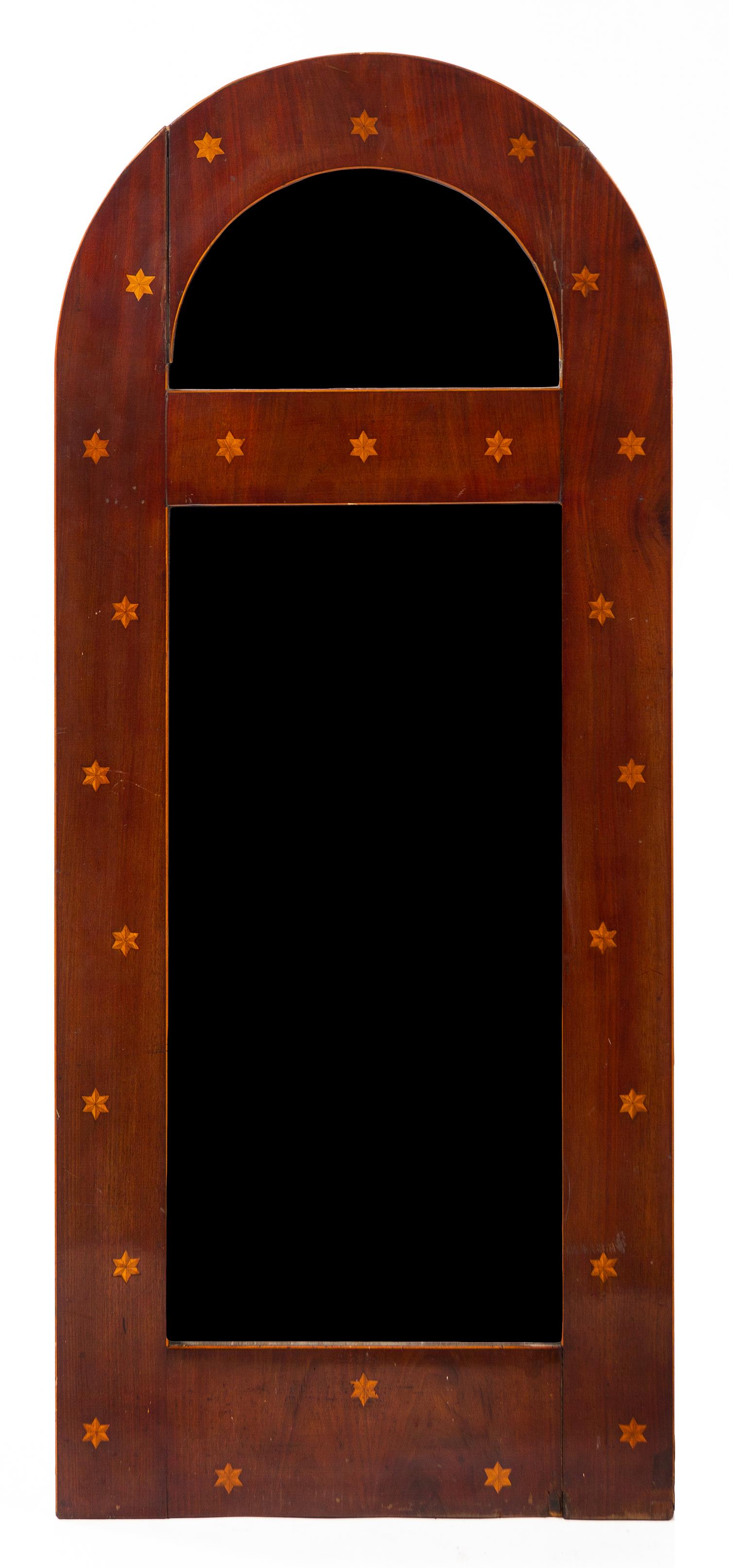 An Empire Mahogany Mirror Height 52 x width 22 inches.