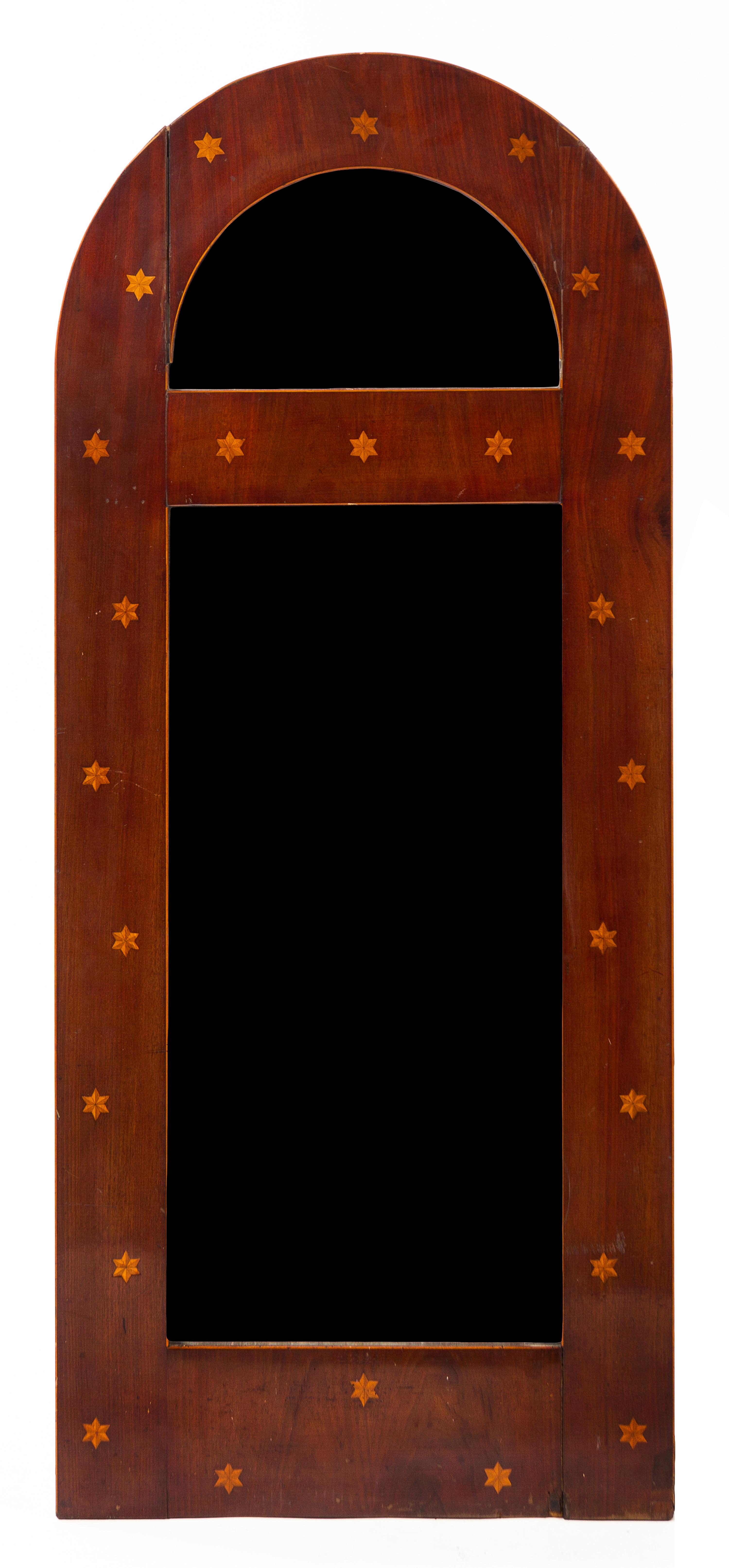 An Empire Mahogany Mirror Height 52 x width 22 inches.