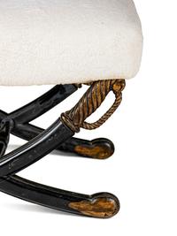 An Italian Style Black-Painted and Parcel-Gilt X-Frame Stool