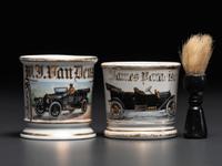 Two Open Touring Car Porcelain Occupational Shaving Mugs