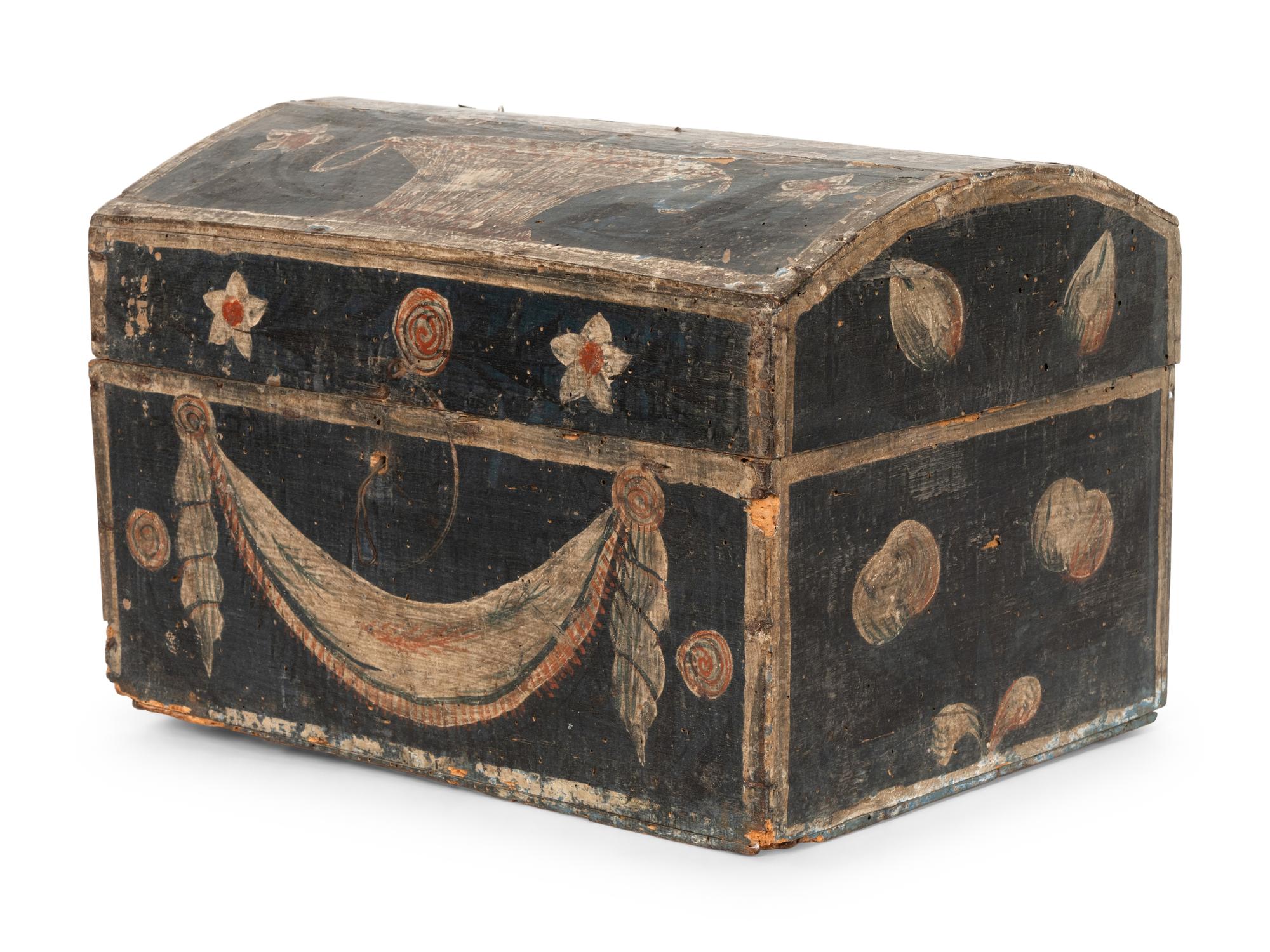 A Paint-Decorated Dome-Top Box