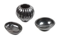 Angela Baca (Santa Clara, 1927-2014) Blackware Melon Jar Height of first 4 1/2 x 5 inches