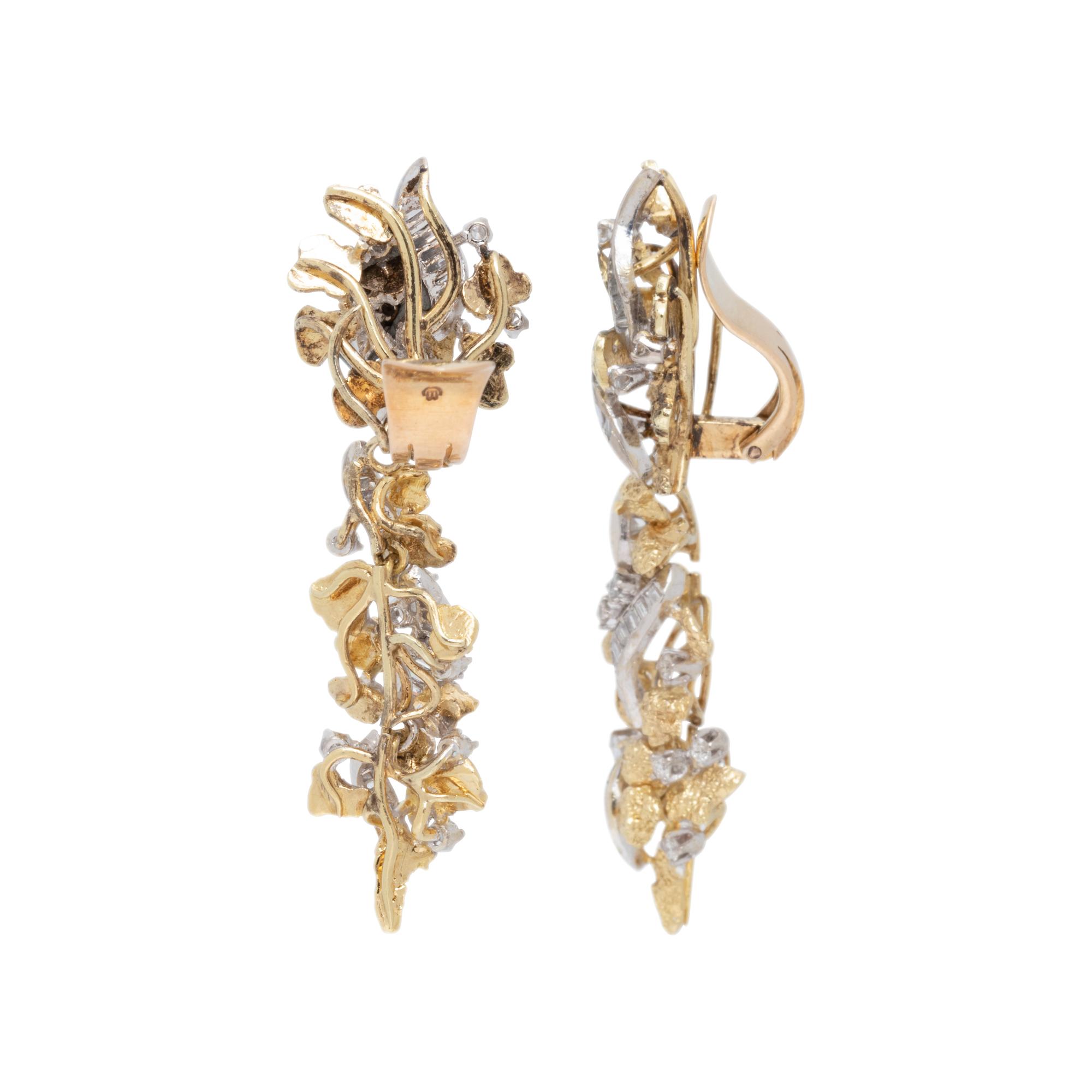 CONVERTIBLE BICOLOR GOLD AND DIAMOND EARCLIPS