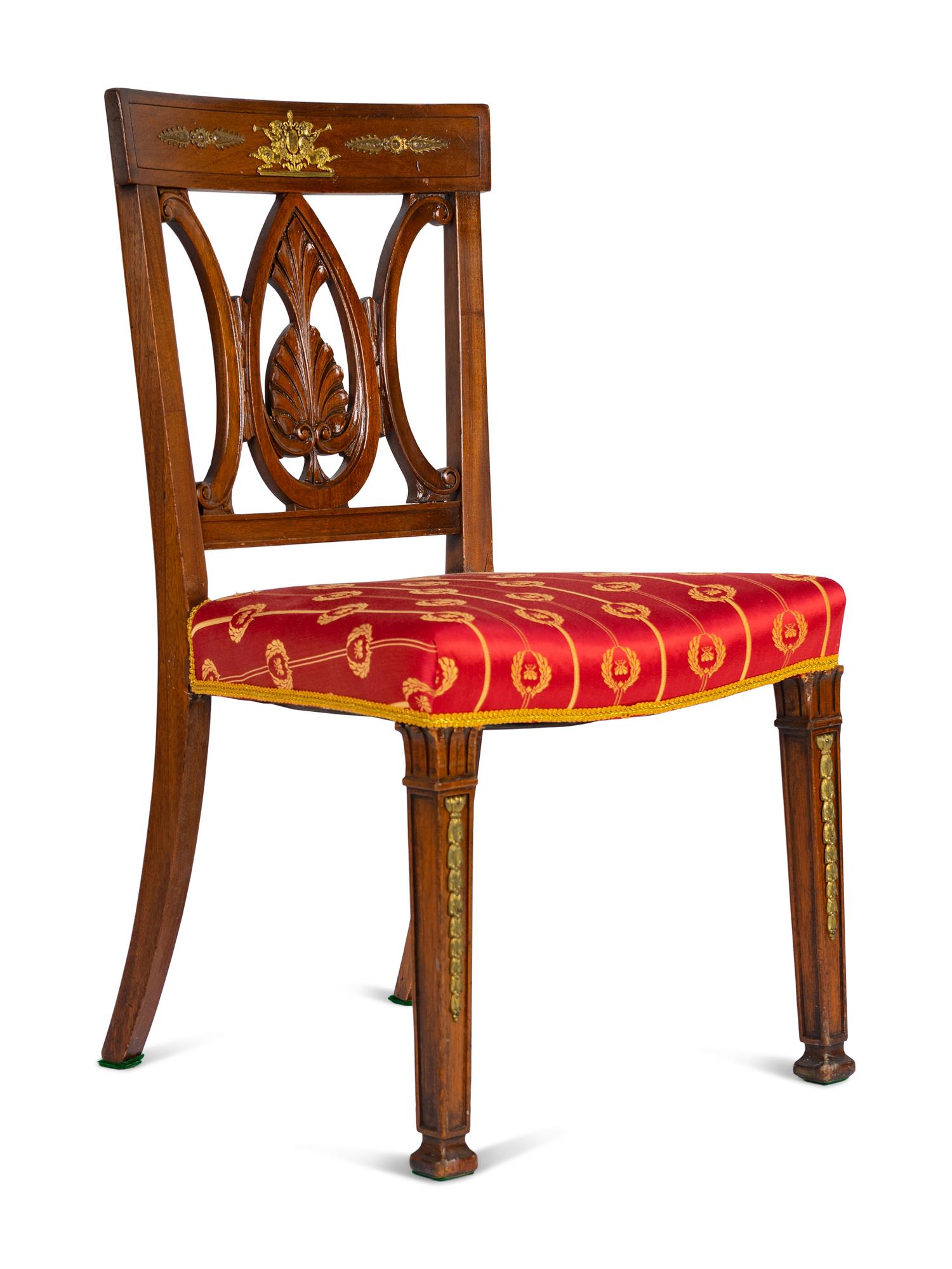 An Empire Style Gilt Metal Mounted Mahogany Side Chair