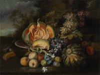 Manner of Maximilian Pfeiler (Czech, 1656–1746) — Still Life with Melon, Peaches, Grapes, and Figs