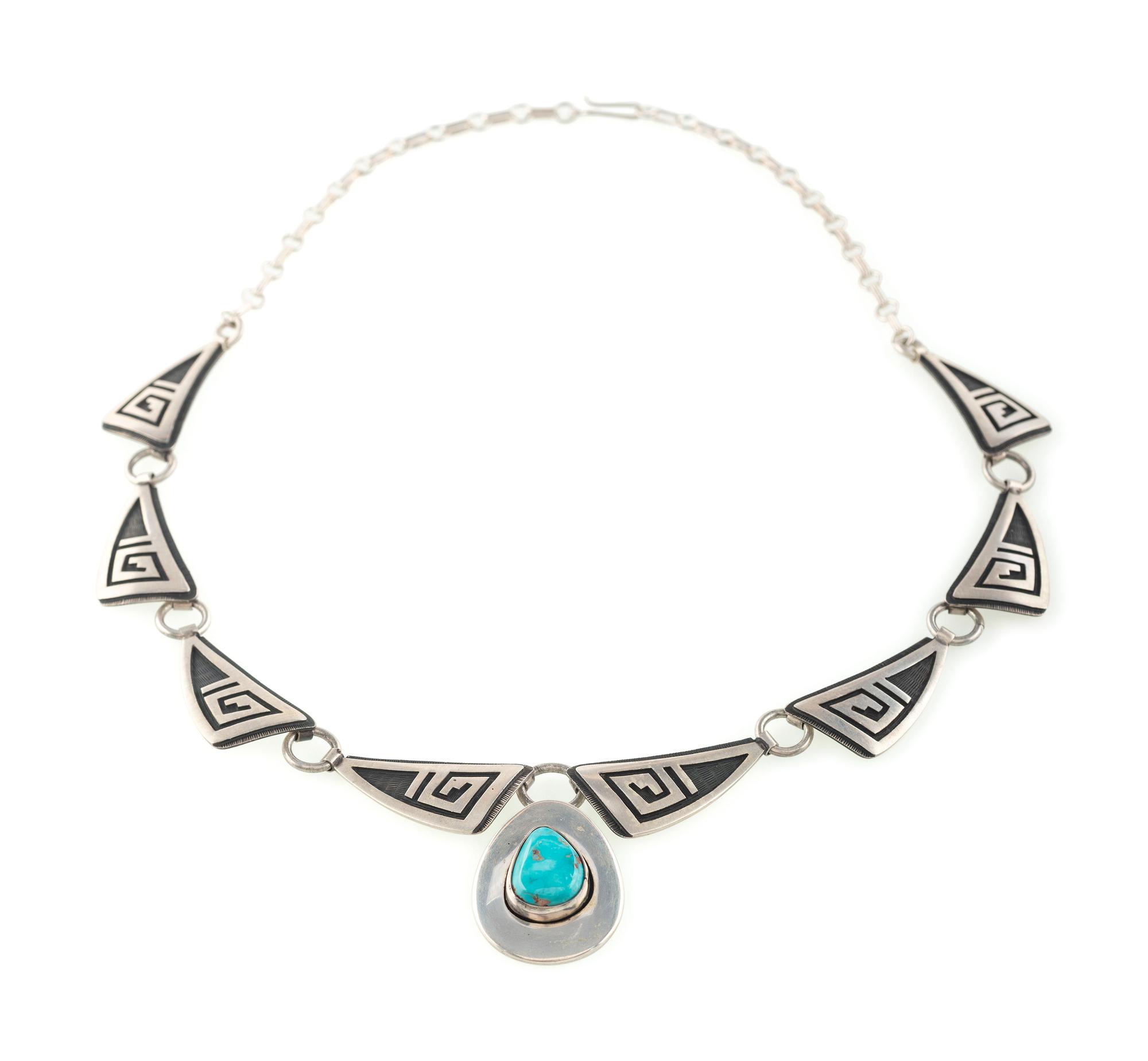 Silver Overlay and Turquoise Necklace
