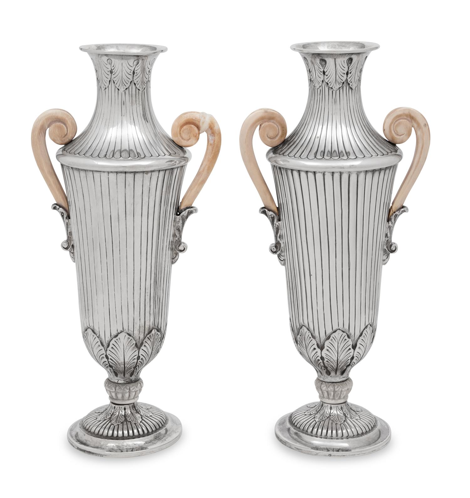 A Pair of Buccellati Silver Vases