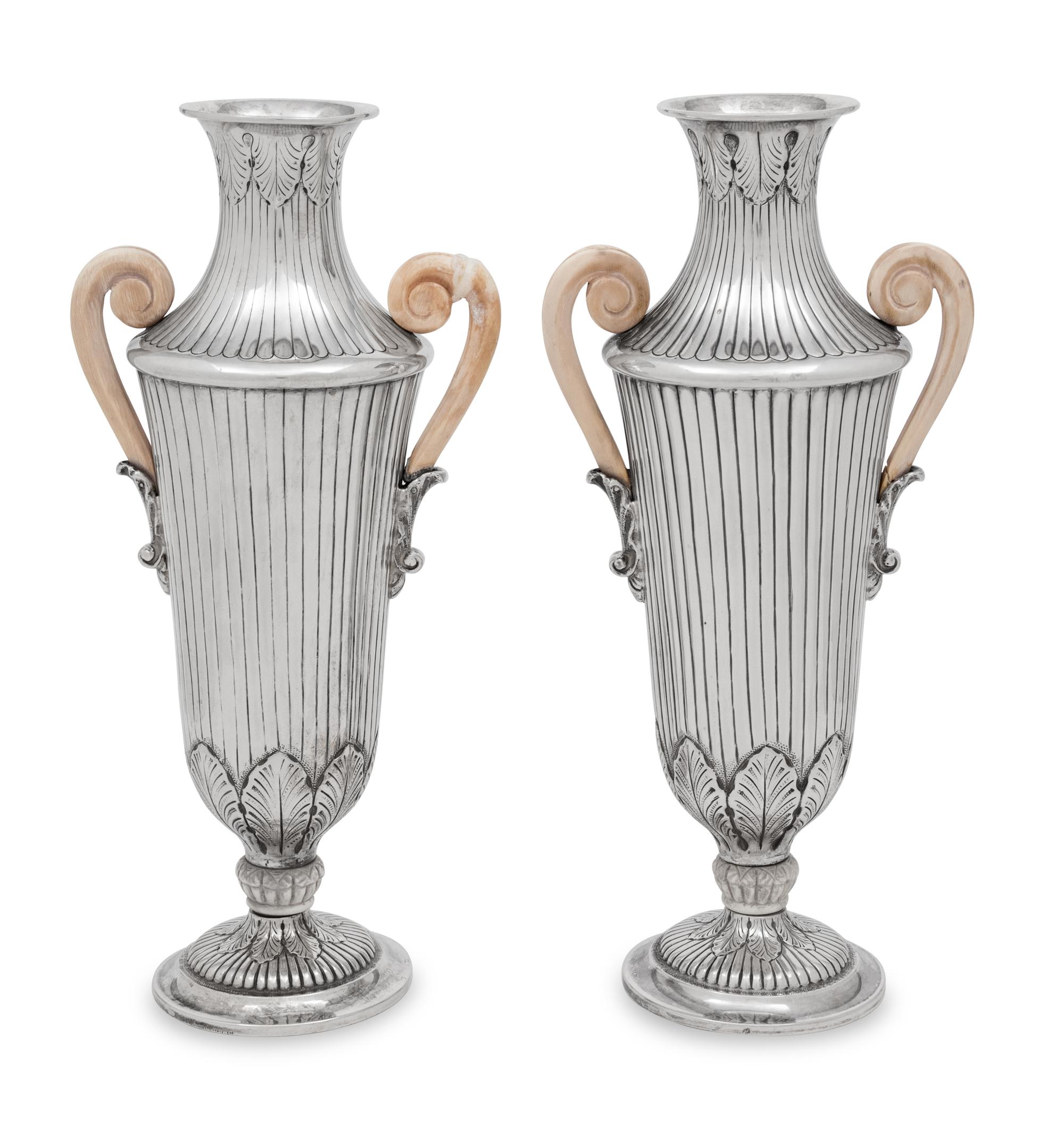 A Pair of Buccellati Silver Vases